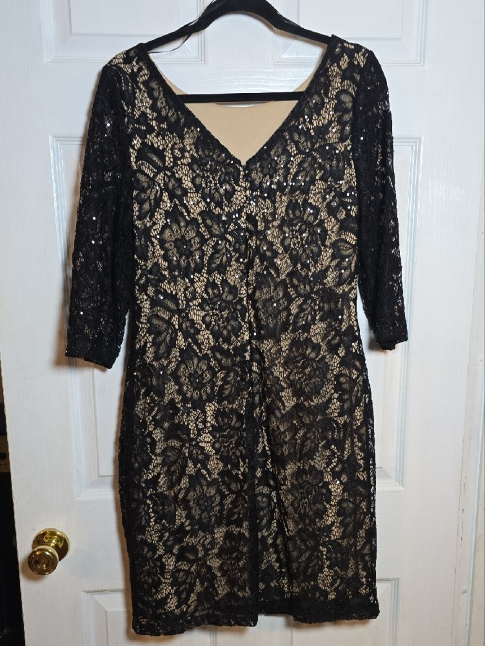 Scarlett Black Lace Dress with Nude Lining — Long Sleeve Size 10 - Picture 5 of 5